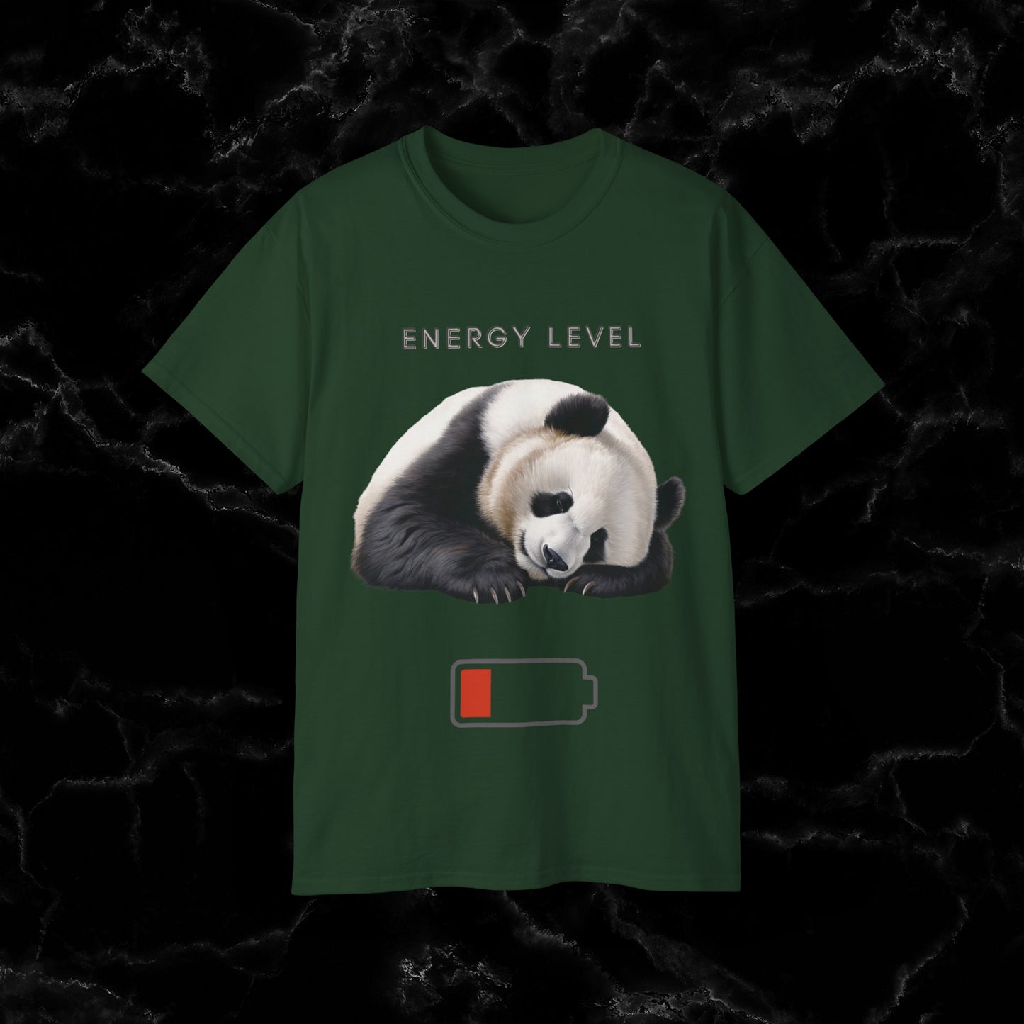 Nap Time Panda Unisex Funny Tee - Hilarious Panda Nap Design - Energy Level T-Shirt Forest Green S 