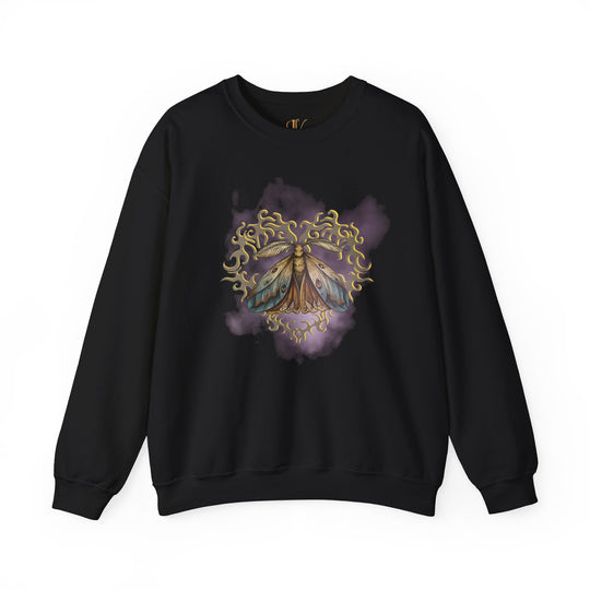 Moth Heart Sweatshirt - Ethereal and Cozy Sweatshirt Printify S Black