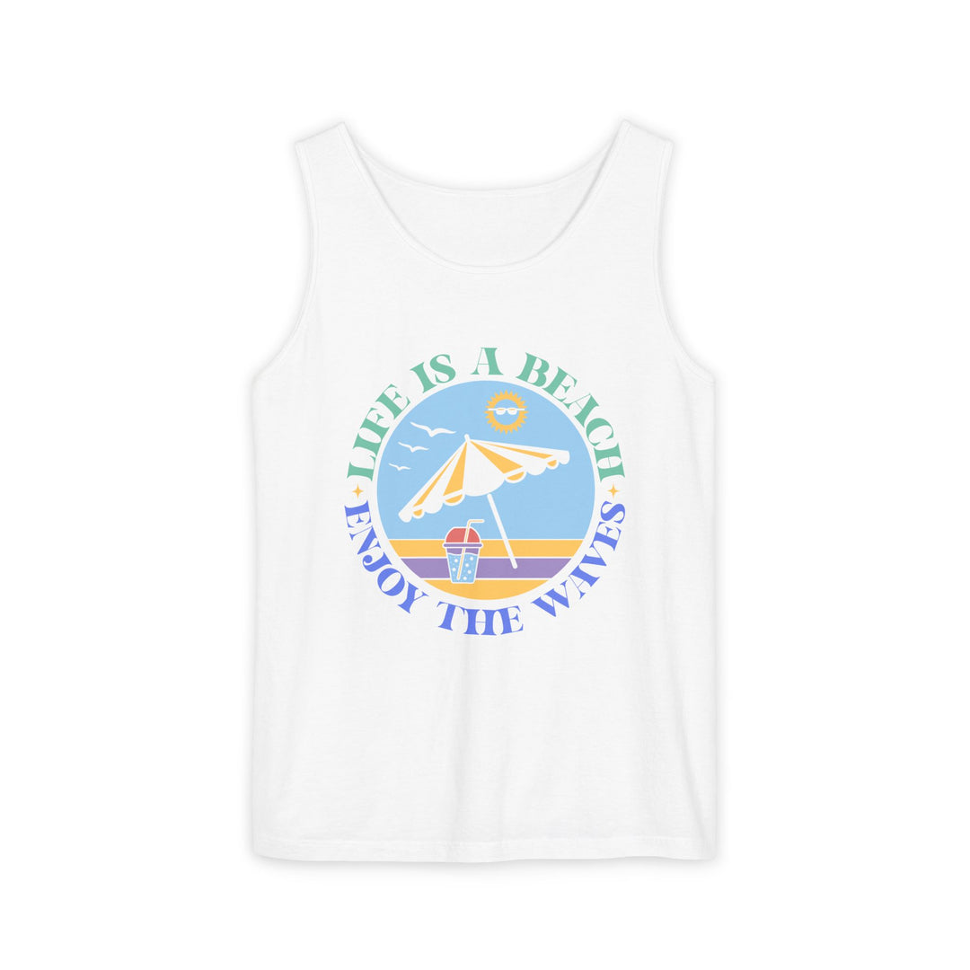 Playful Summery Tank Top for Festivals and Beach Days Tank Top Printify White XS