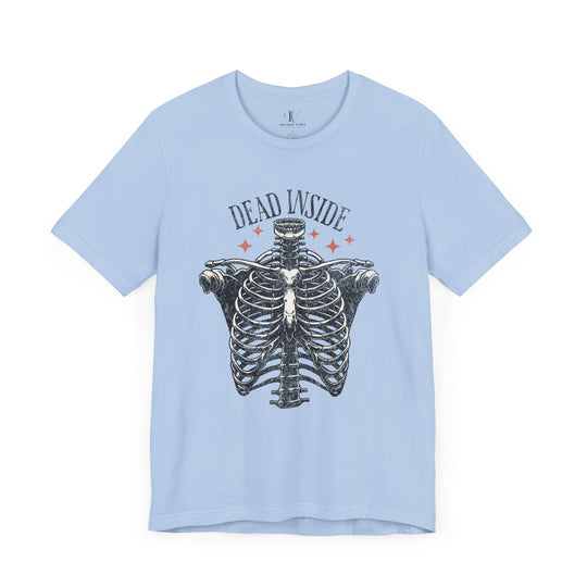 Skeleton Tee with Dead Inside Phrase