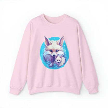 Cozy Cute Fox Cottagecore Sweatshirt | Vintage Forest Witch Aesthetic Sweater with Mommy and Baby Fox Sweatshirt M Light Pink 