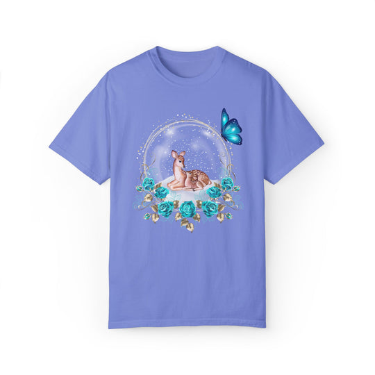 Cute Deer Snow Globe Winter T-shirt T-Shirt Printify Flo Blue S