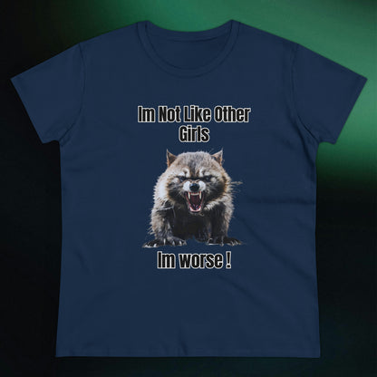 Funny Angry Raccoon T-Shirt | Im Not Like Other Girls T-Shirt Navy S 