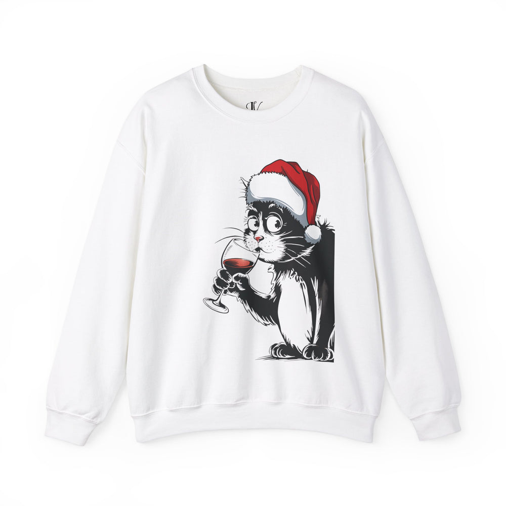 Christmas Wine-Loving Cat Sweatshirt