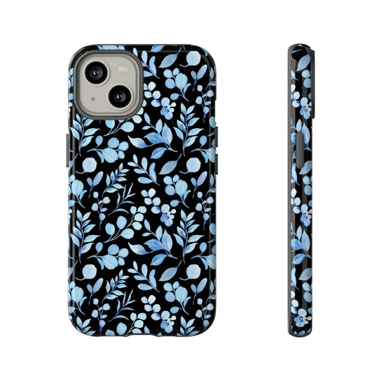 Blue Floral Tough Case Phone Case Printify iPhone 14 Glossy