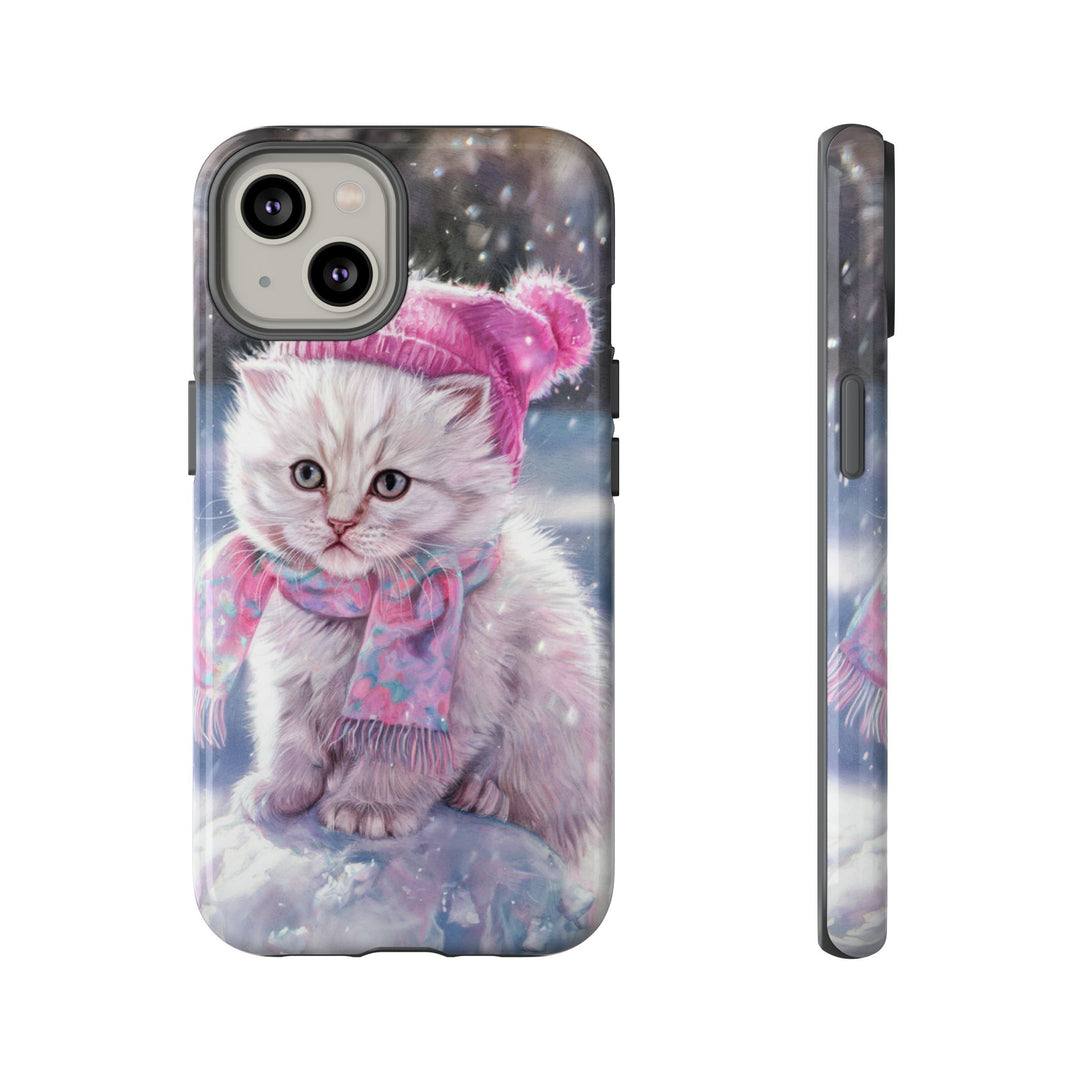 Phone Cases - Adorable Kitten Winter Phone Case Printify iPhone 14 Glossy