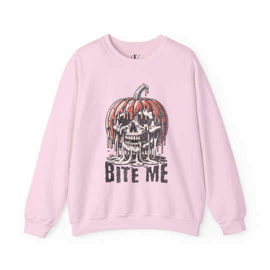 Halloween Crewneck Sweatshirt - Bite Me Pumpkin Skull