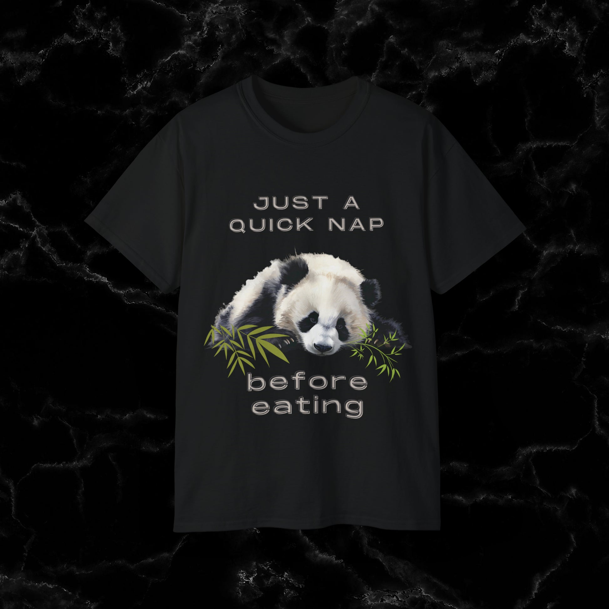 Nap Time Panda Unisex Funny Tee - Hilarious Panda Nap Design - Just a Quick Nap Before Eating T-Shirt Black S 