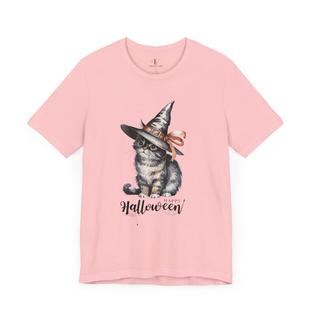 Halloween Witch Cute Cat "Happy Halloween" T-Shirt