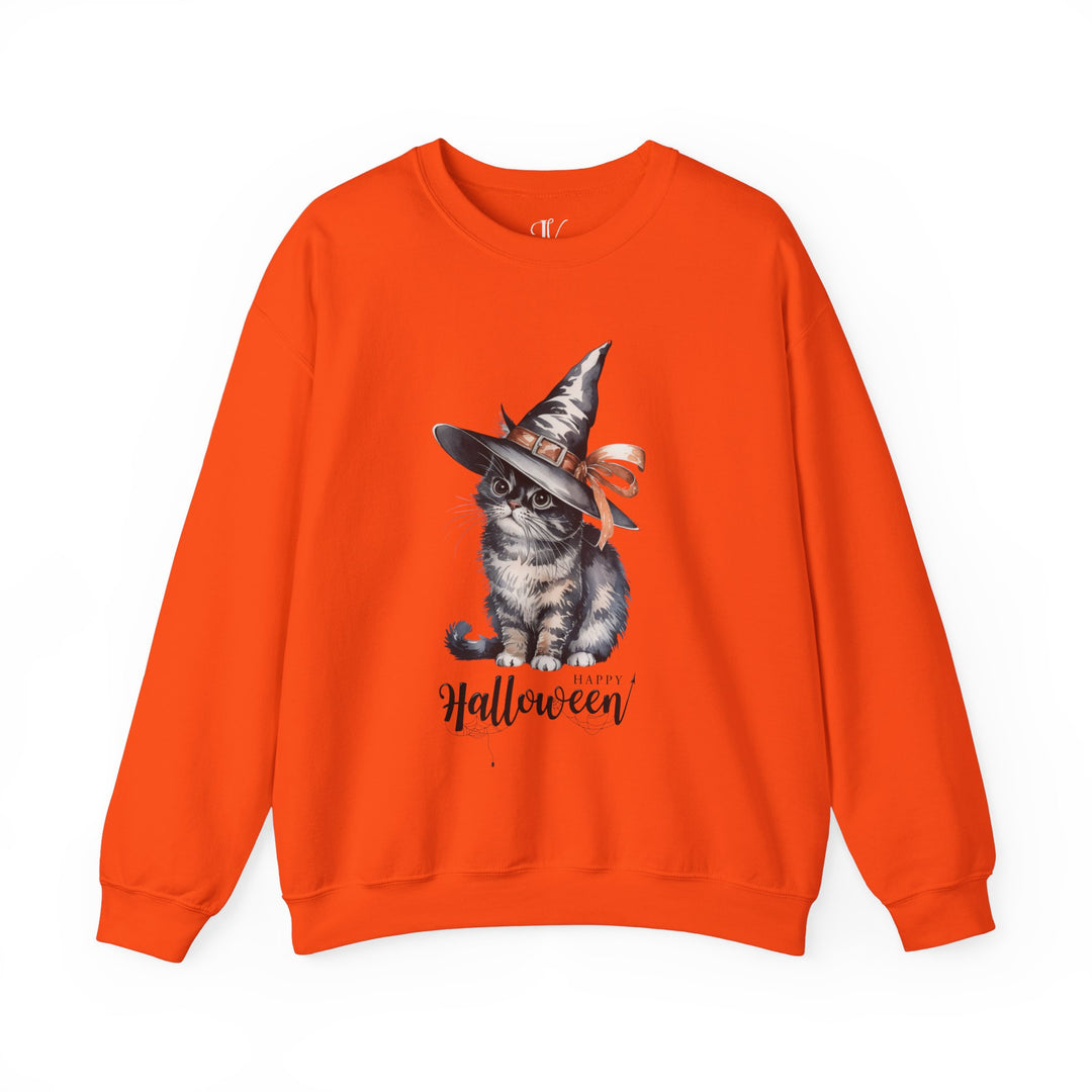 Halloween Witch Cute Cat "Happy Halloween" Sweatshirt