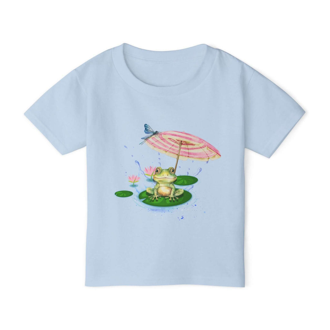 Toddler T-shirt with Cute Frog with Umbrella Kids clothes Printify Light Blue 2T