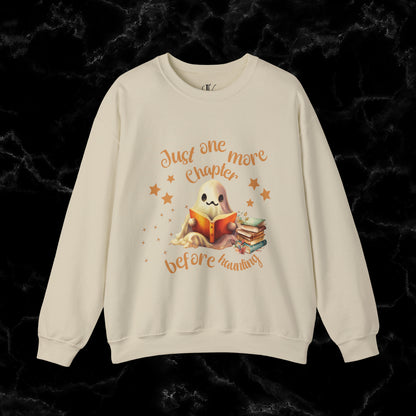 Just One More Chapter Sweatshirt | Book Lover Halloween Sweater - Librarian Sweatshirt - Halloween Student Sweater - Halloween Ghost Book Ghost Sweatshirt S Sand 