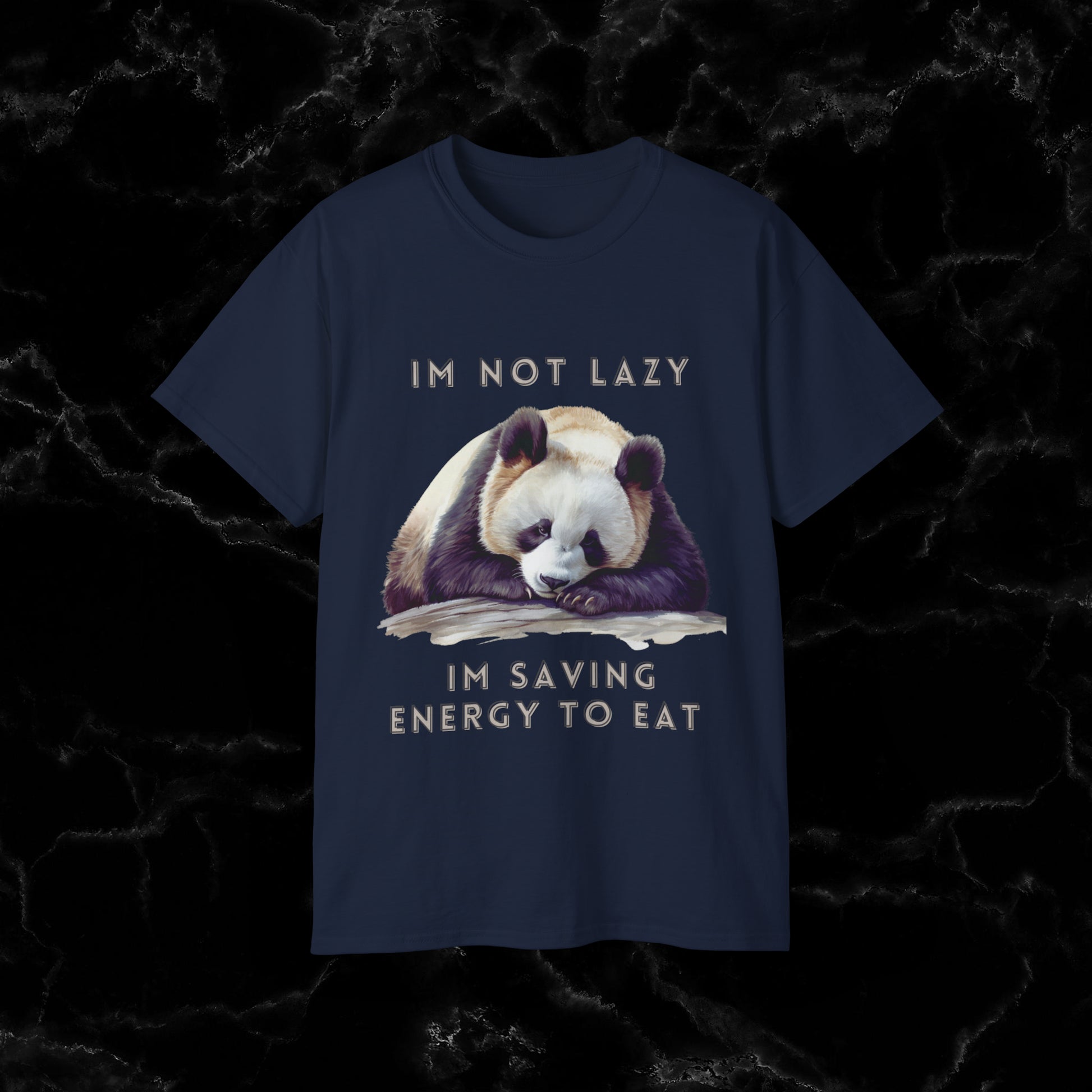 Nap Time Panda Unisex Funny Tee - Hilarious Panda Nap Design - I'm Not Lazy, I'm Saving Energy to Eat T-Shirt Navy S 