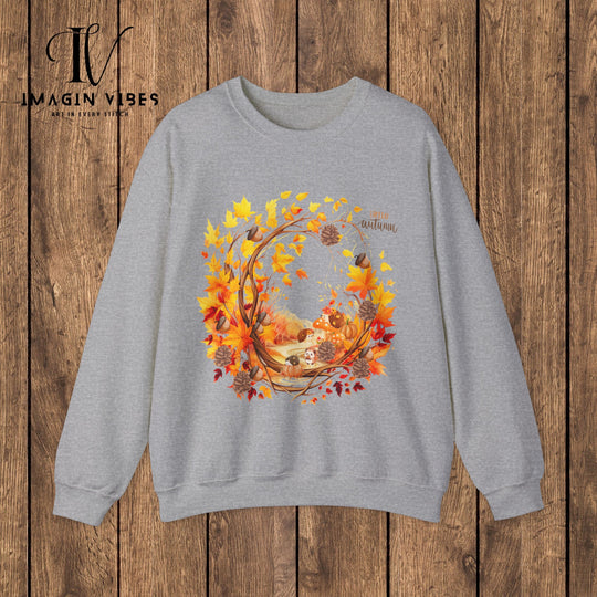 ImaginVibes: Autumn's Embrace: A Cozy Celebration of Fall Sweatshirt S Sport Grey 