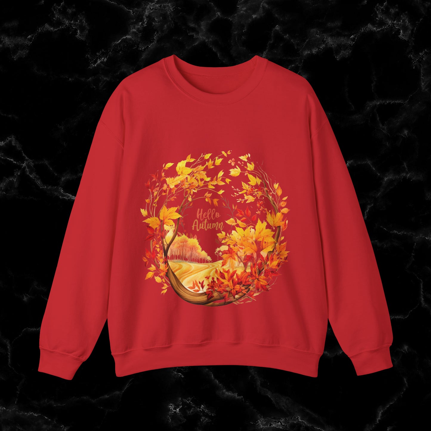 Hello Autumn Sweatshirt | Fall Design | Fall Seasonal Sweatshirt | Autumn Design Sweatshirt S Red 
