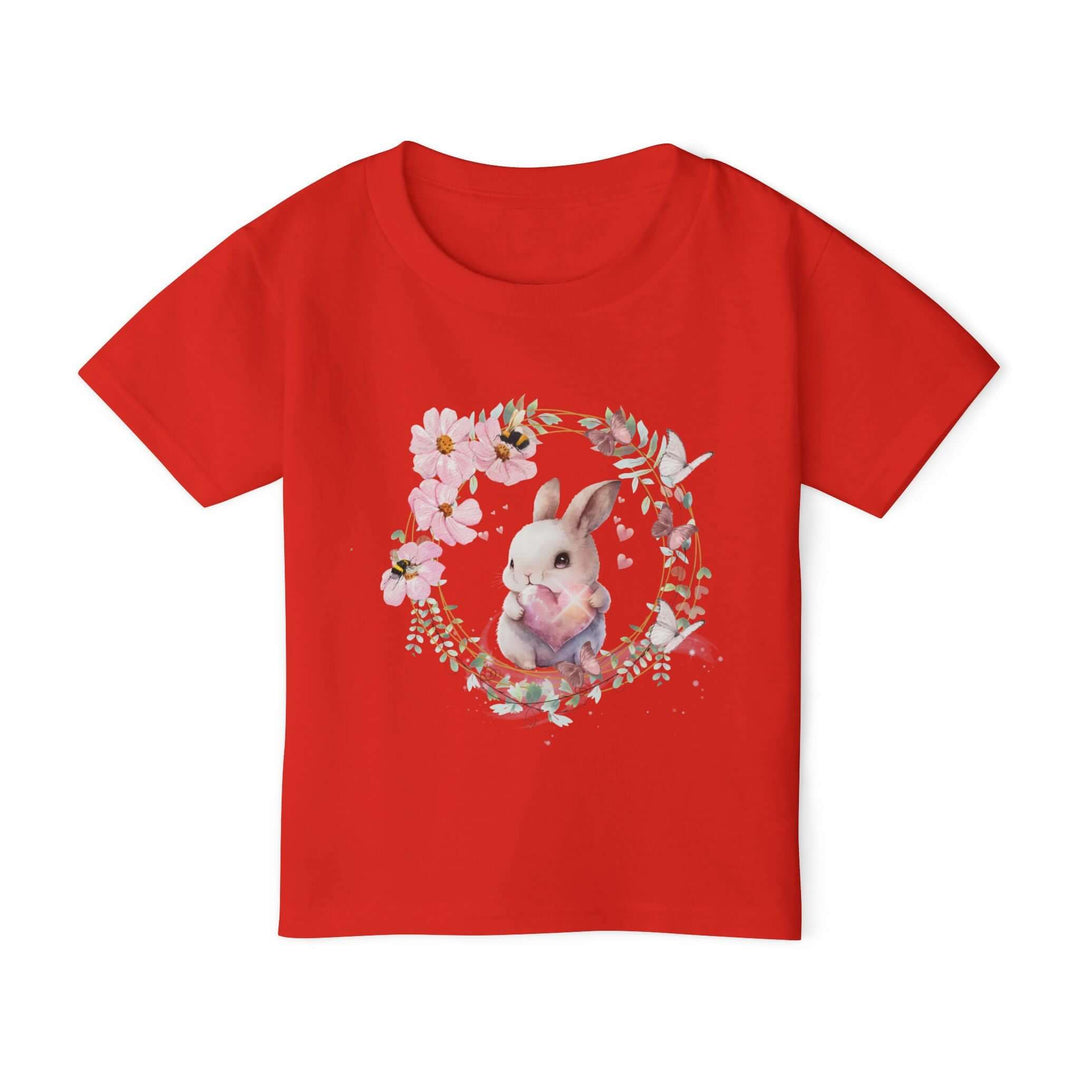 Bunny Floral Toddler T-shirt Kids clothes Printify Red 2T