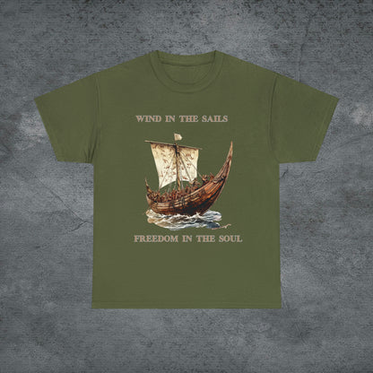 Viking Cruise Unisex Heavy Cotton Tee - Perfect Cruise Time Fashion, Wind In The Sails T-Shirt Military Green 3XL 