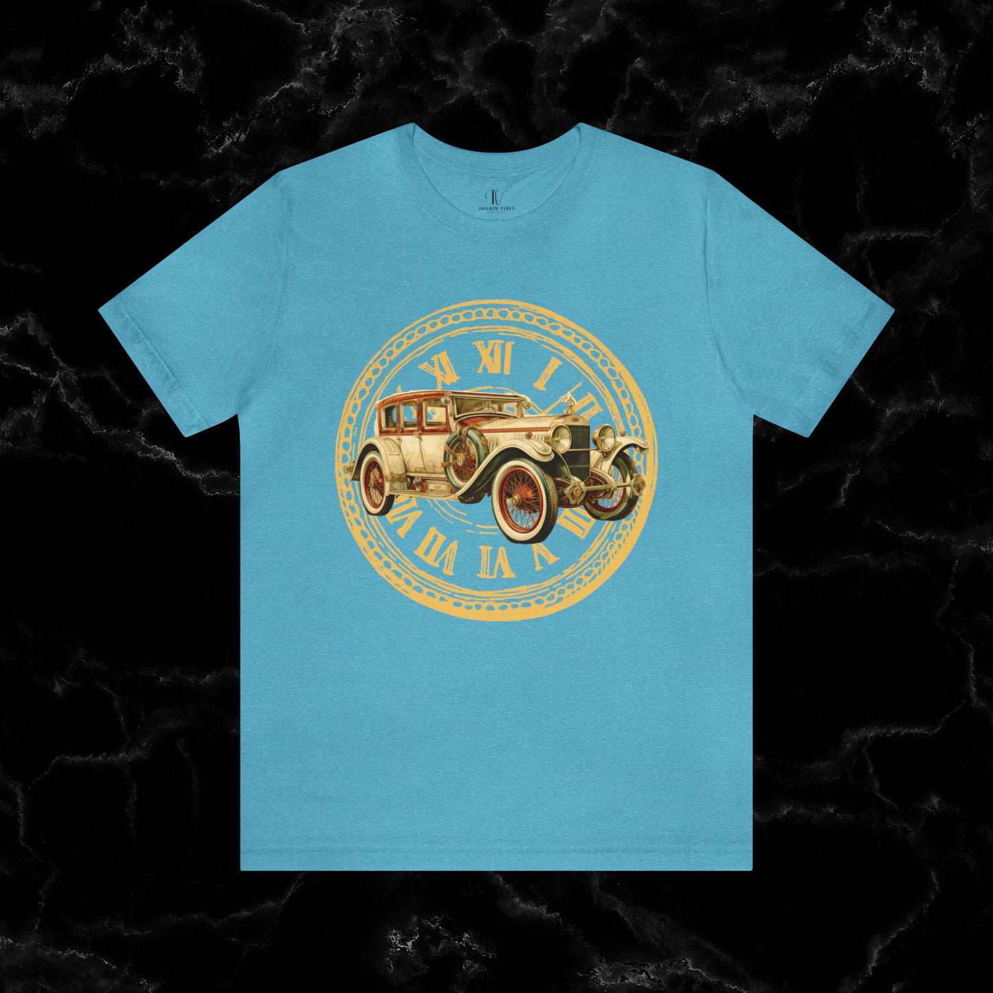 Vintage Car Enthusiast T-Shirt with Classic Wheels and Timeless Appeal T-Shirt Heather Aqua S 