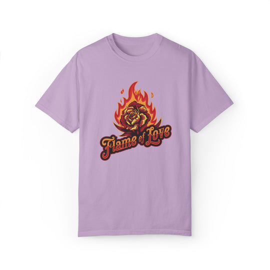 Flame of Love Unisex T-shirt with Rose T-Shirt Printify Orchid S