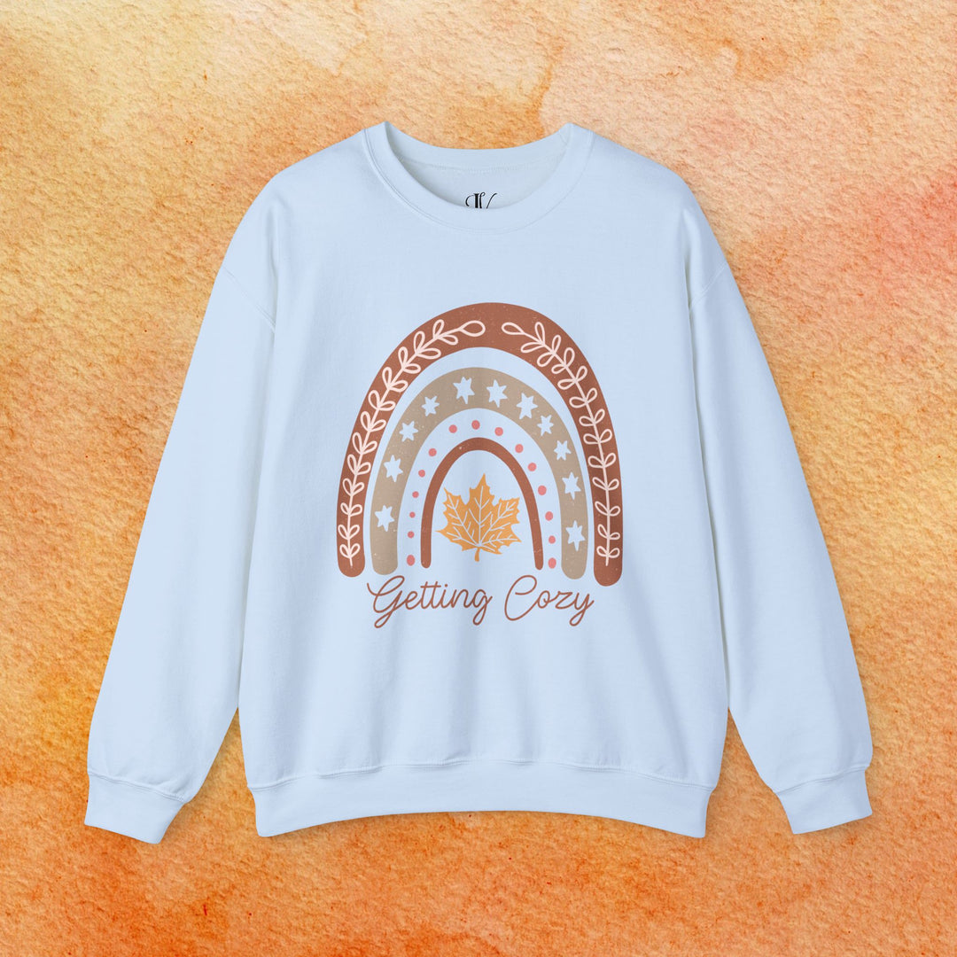 Getting Cozy: Boho Fall Sweatshirt Sweatshirt Printify S Light Blue