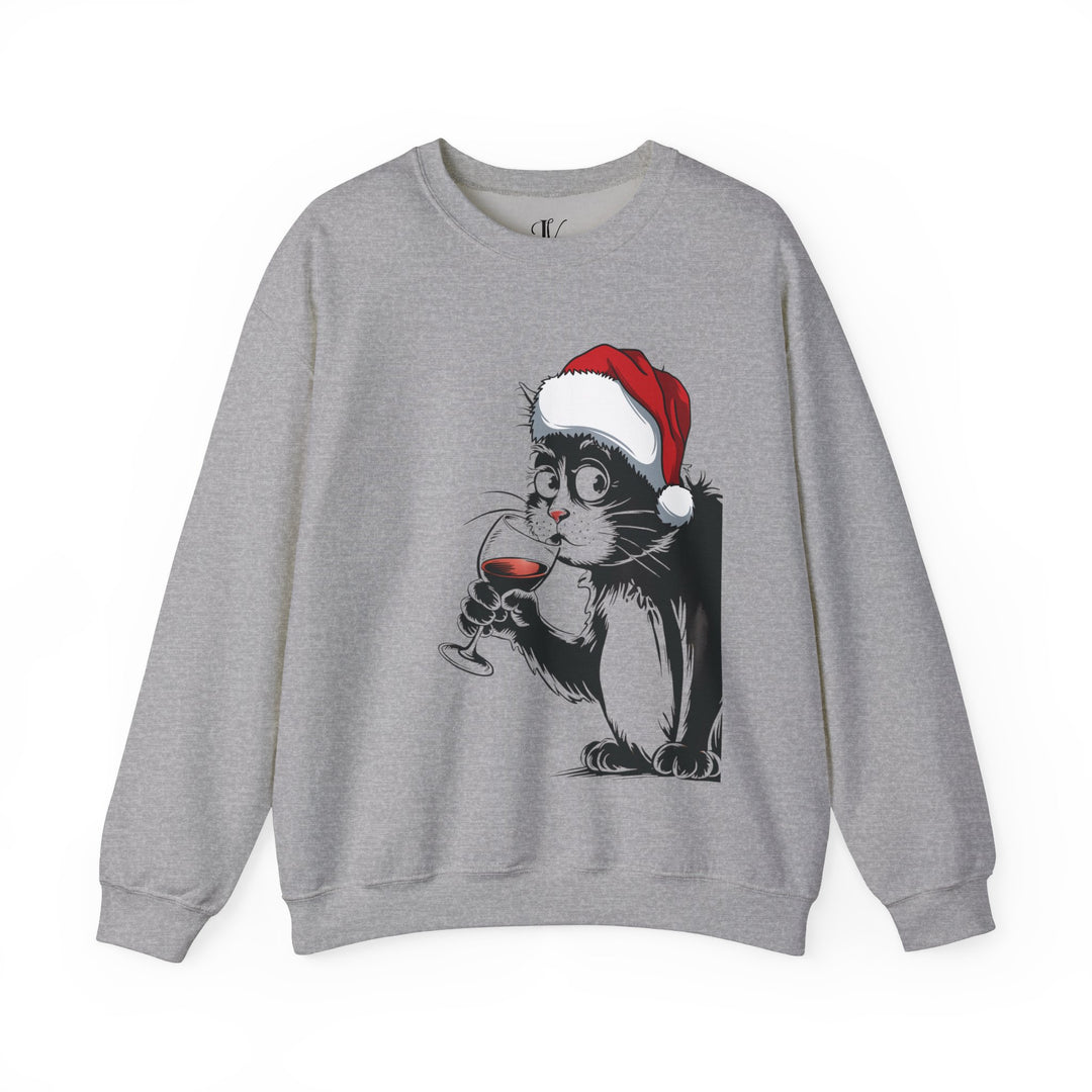 Christmas Wine-Loving Cat Sweatshirt