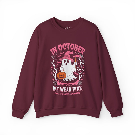 In October We Wear Pink: Breast Cancer Awareness Sweatshirt Sweatshirt Printify S Maroon