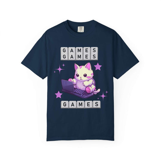 Kawaii Cat Games T-Shirt T-Shirt Printify True Navy S