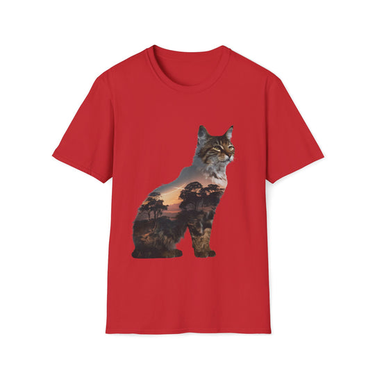 Bobcat Silhouette T-Shirt T-Shirt Printify Red S