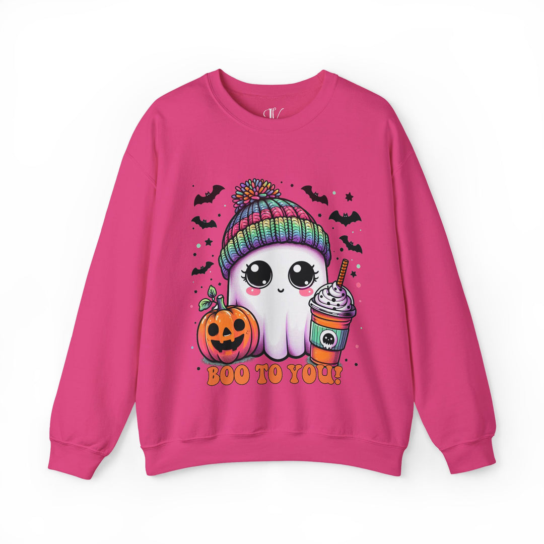 Cute Ghost Boo to You Halloween Sweatshirt Sweatshirt Printify S Heliconia