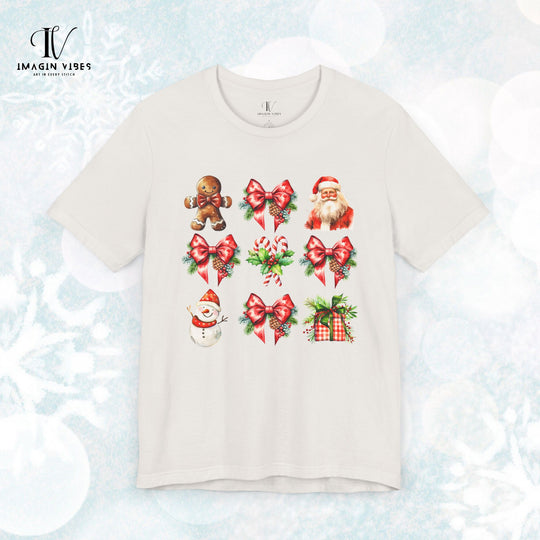 Christmas Unisex Tee Festive Santa Gingerbread Snowmen T-Shirt Printify Vintage White XS