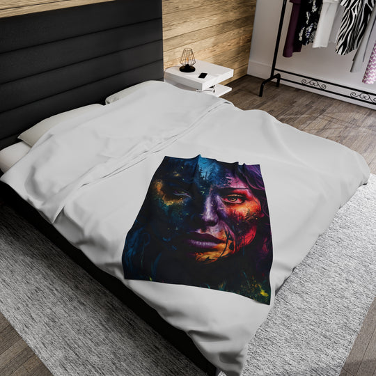 Plush Blanket - Portrait of a Woman with Forest Scene All Over Prints Printify 30" × 40"