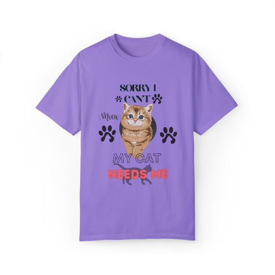 Cute Kitten Unisex T-Shirt - 'SORRY I CAN'T Meow MY CAT NEEDS ME' T-Shirt Printify Violet S