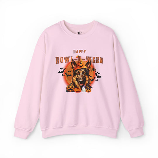 Howl-oween German Shepherd Sweatshirt: Spooky Dog Shirt for Dog Lovers Sweatshirt Printify S Light Pink