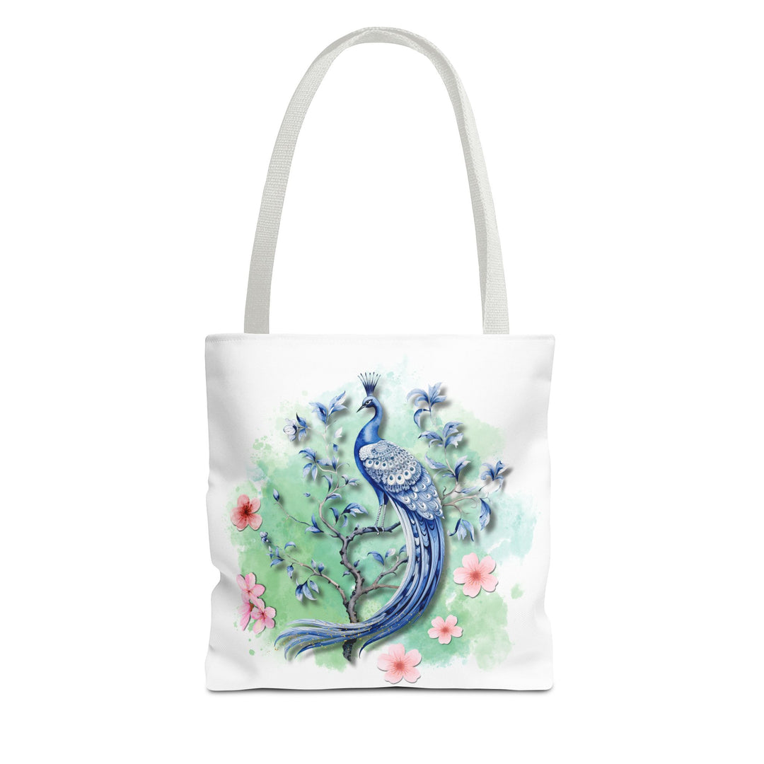 Peacock Tote Bag - Elegant and Delicate Floral Branch Bags Printify 13" × 13'' White