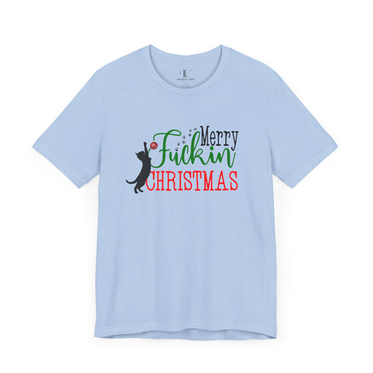 Christmas Cat Unisex Tee - Funny Festive Holiday Shirt with Profanity