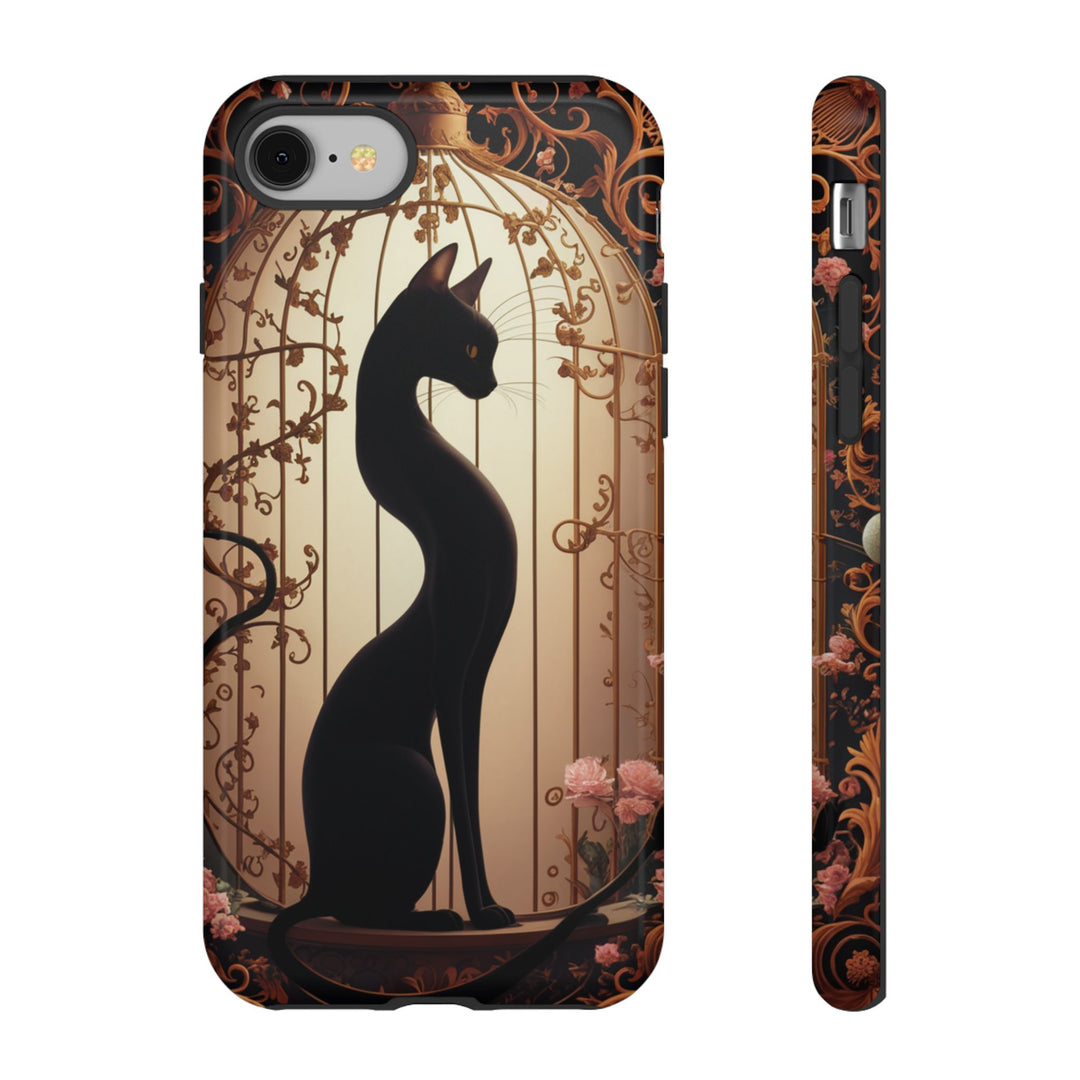 Gothic Tough Cases with Black Cat and Roses Phone Case Printify