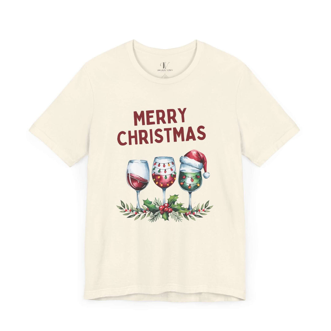 Christmas Wine Glasses Tee - Unisex Jersey Shirt