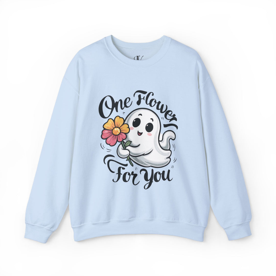 Cute Ghost "One Flower for You" Sweatshirt - Spooky Cozy