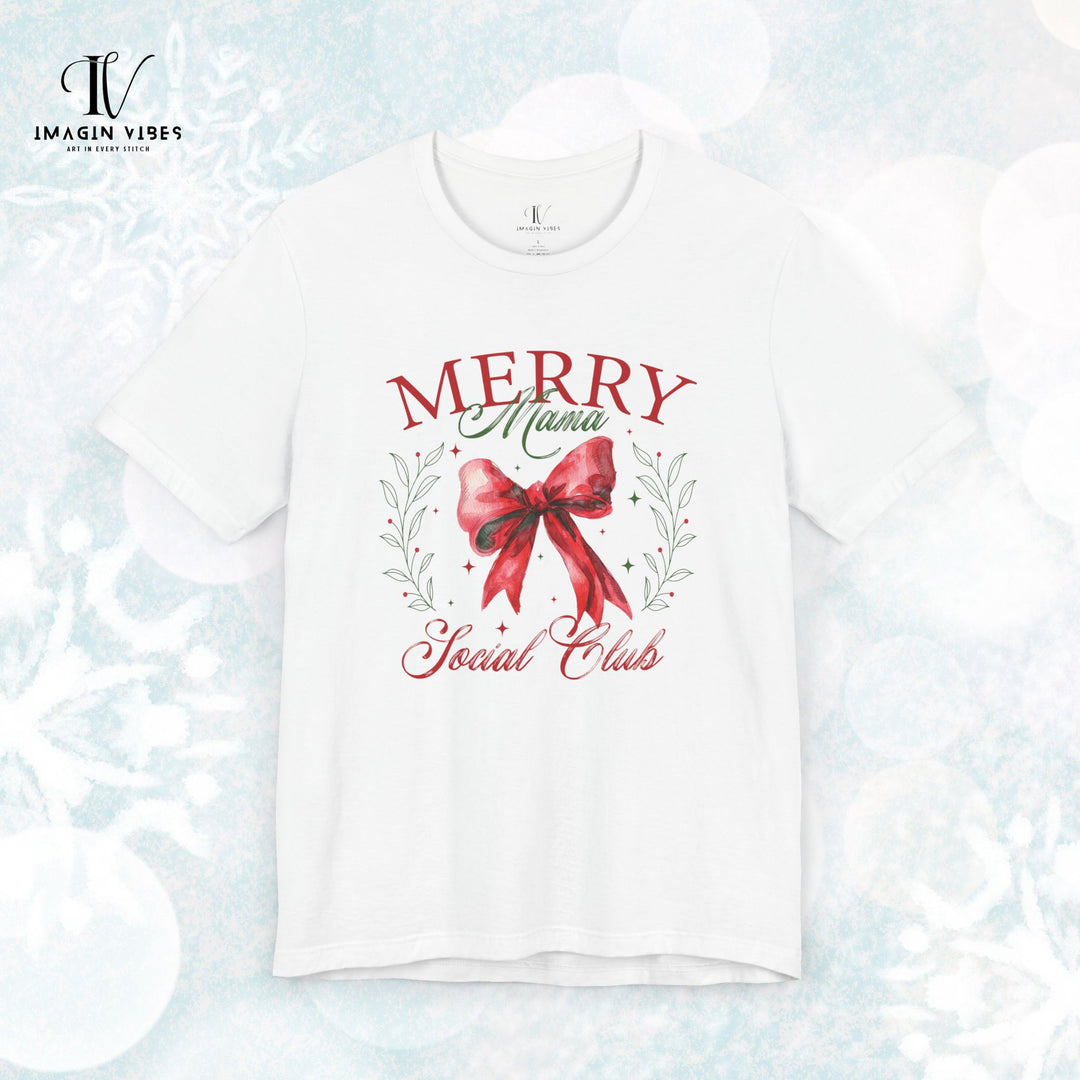 Merry Mama Social Club: Coquette Bow Christmas T-Shirt