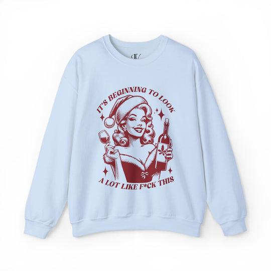 Holiday Wine Sweatshirt by Imagin Vibes Sweatshirt S Light Blue