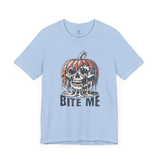 Halloween Tee - Bite Me Pumpkin Skull Tee