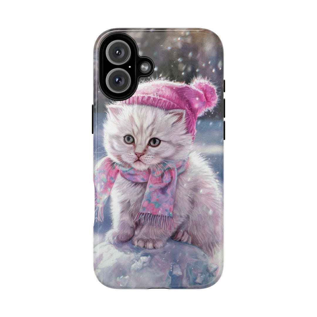 Phone Cases - Adorable Kitten Winter Phone Case Printify iPhone 16 Plus Glossy