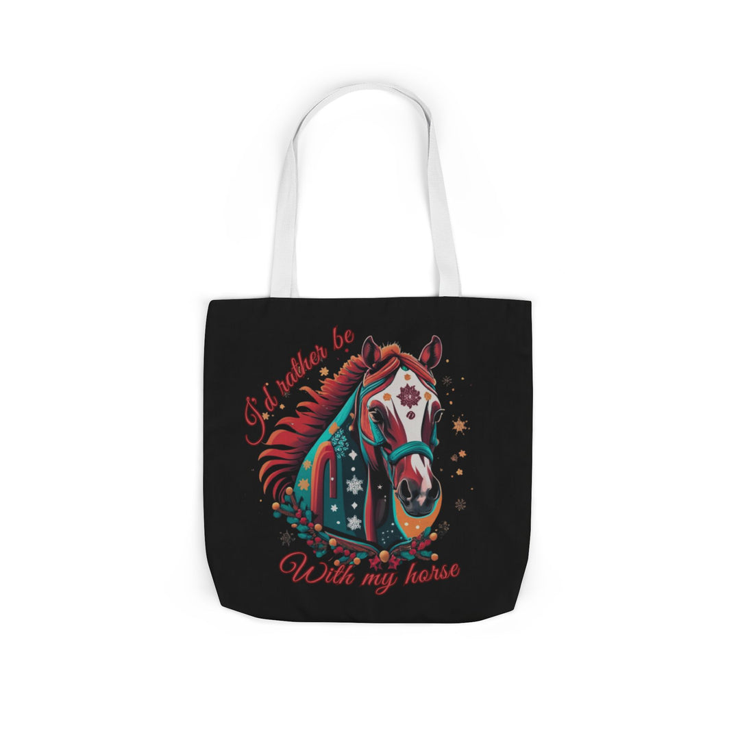 I'd Rather Be With My Horse Christmas Tote Bag Accessories Printify 18" × 18'' White