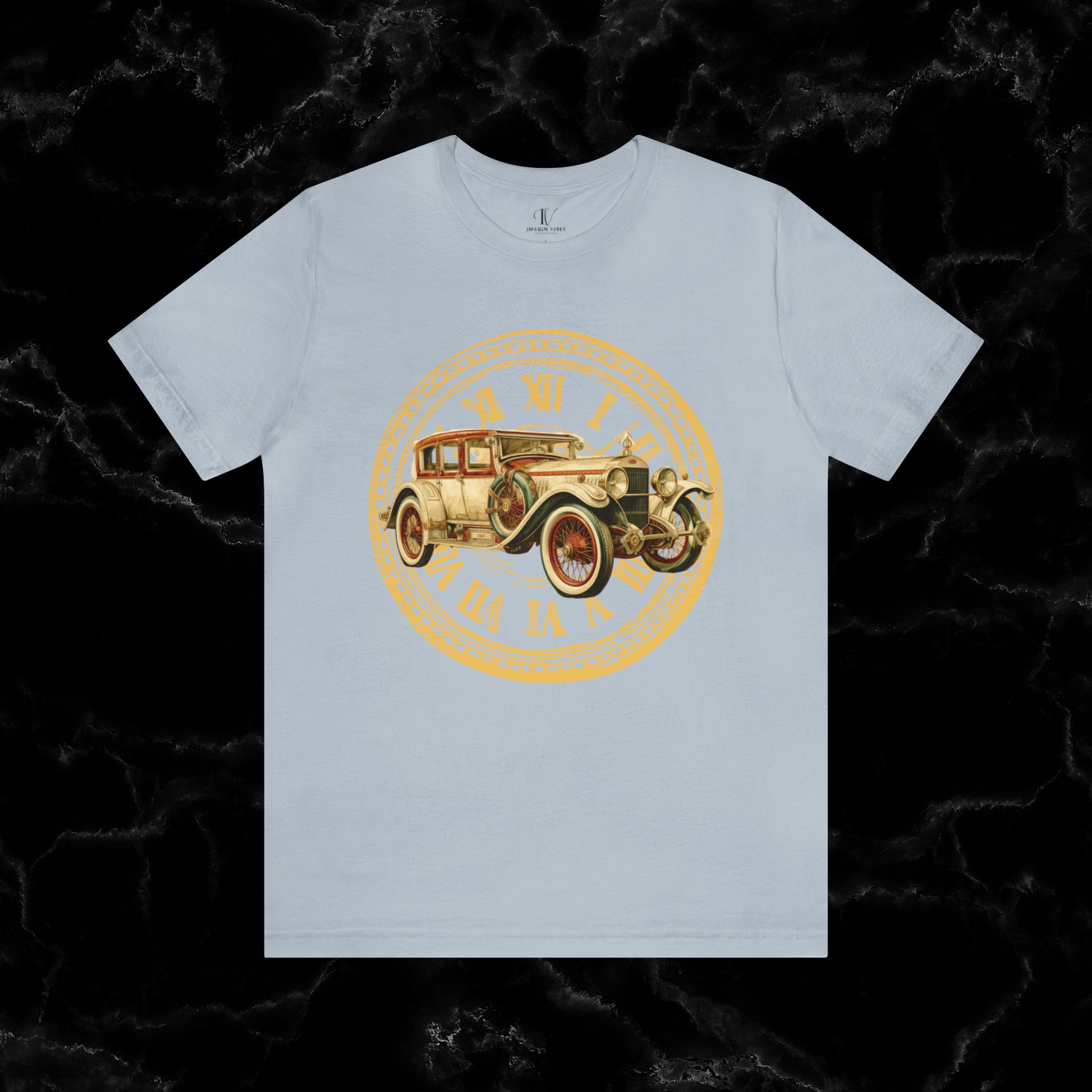 Vintage Car Enthusiast T-Shirt with Classic Wheels and Timeless Appeal T-Shirt Light Blue S 