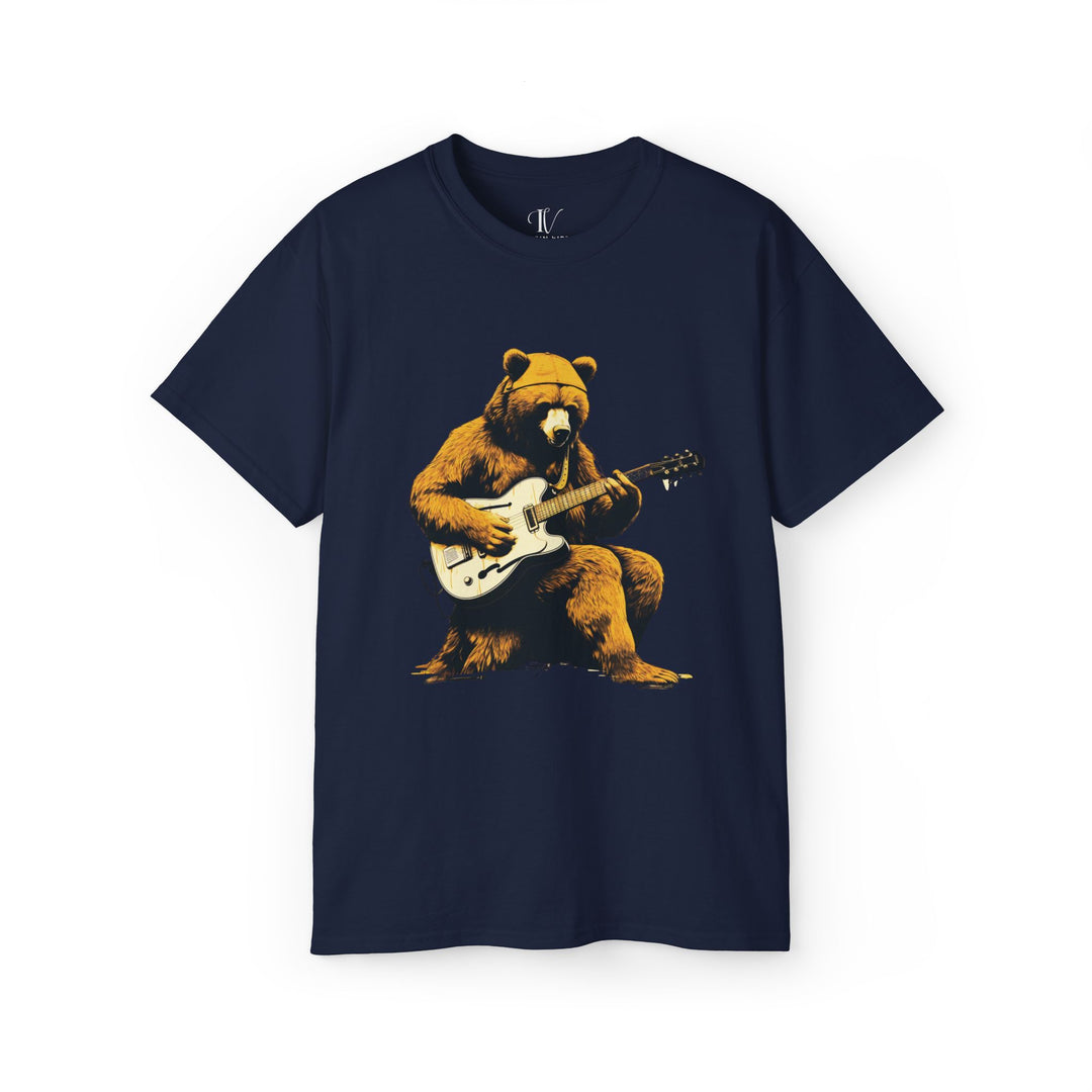 Bear Guitar Tee T-Shirt Printify Navy S