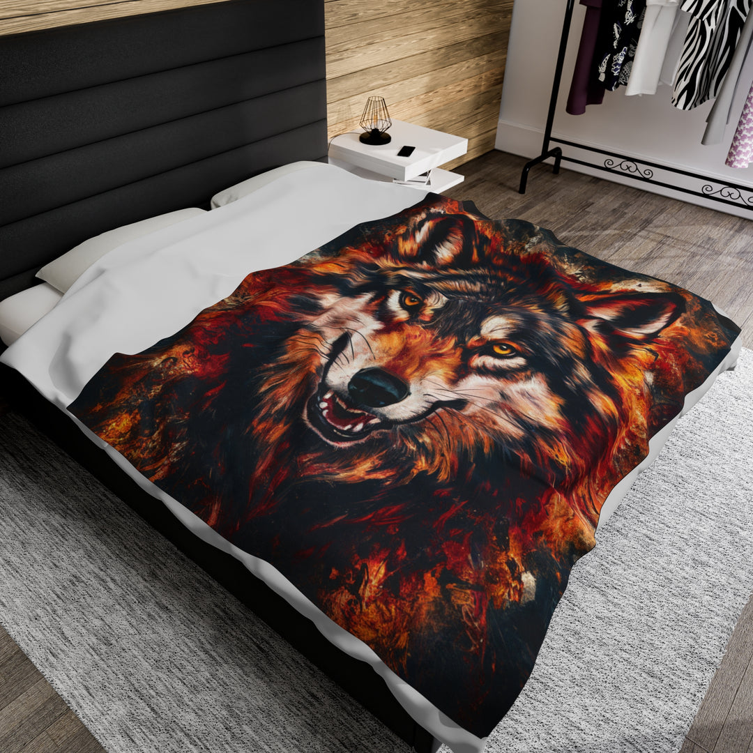 Wolf Plush Blanket with Intense Energy and Strength All Over Prints Printify 60" × 80"