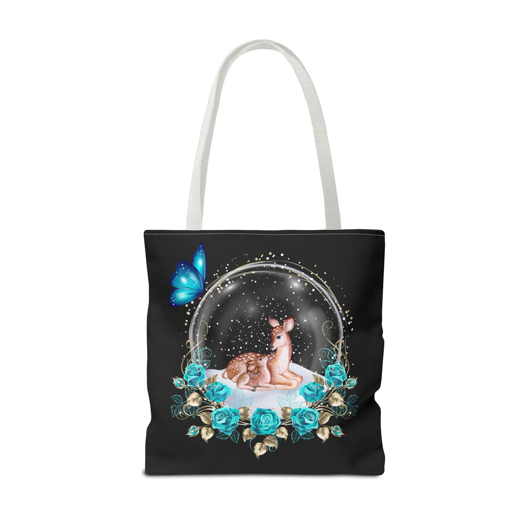 Deer Snow Globe Tote Bag - Winter Whimsical Elegance Bags Printify 18" × 18'' White