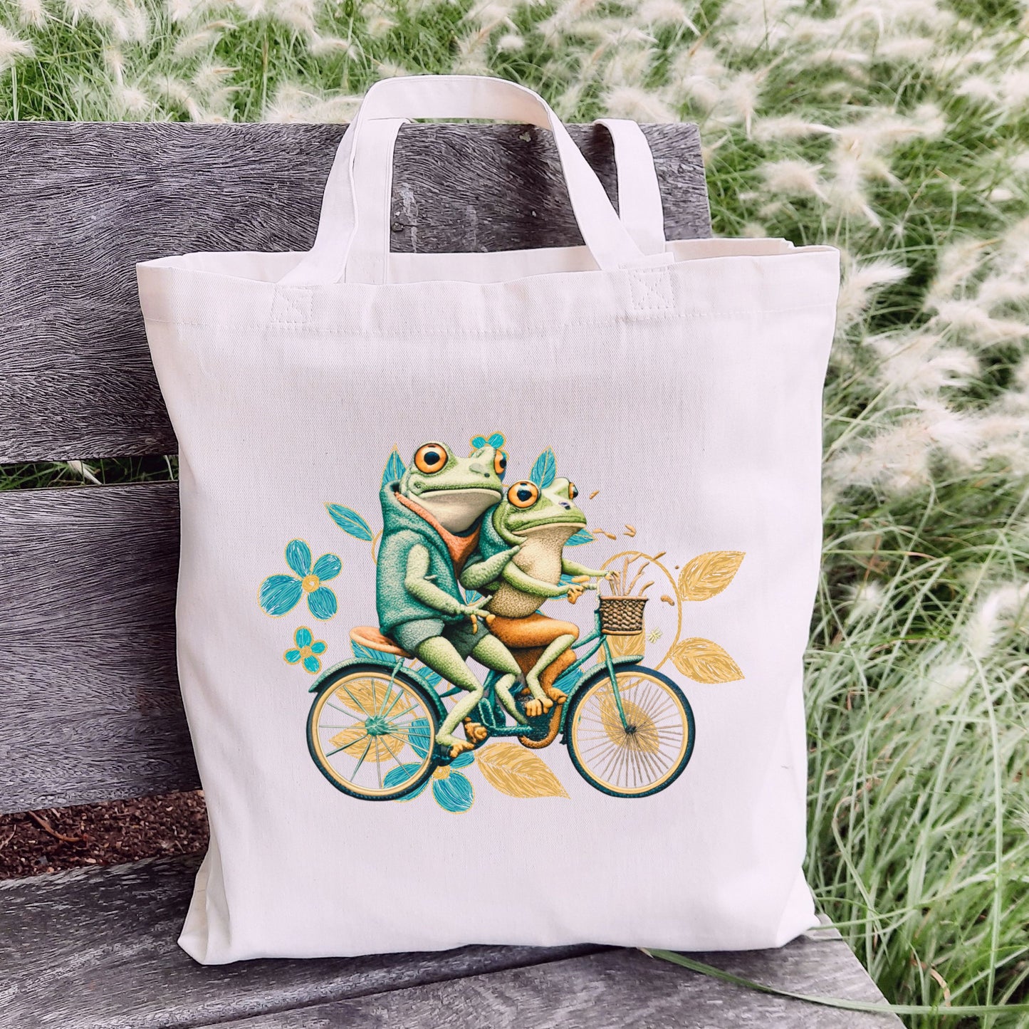 Frogs Reading Tote Bag | Cottagecore Tote Bag | Aesthetic Tote Bag - Vintage Classic Bookworm Tote, a Perfect Gift Bags   