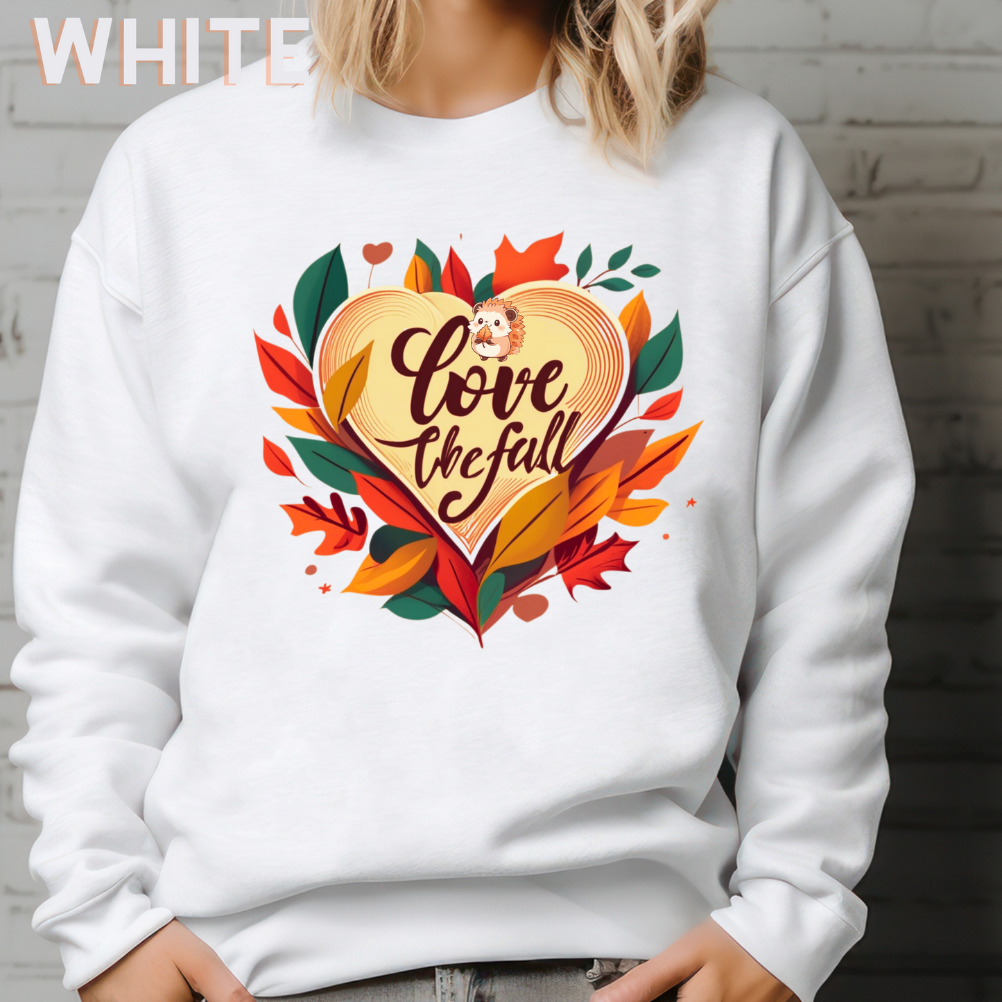 Cute Autumn Sweater Jumper | Unisex Relaxed Fit Sweatshirt I Love Fall Heart Shape Sweatshirt   