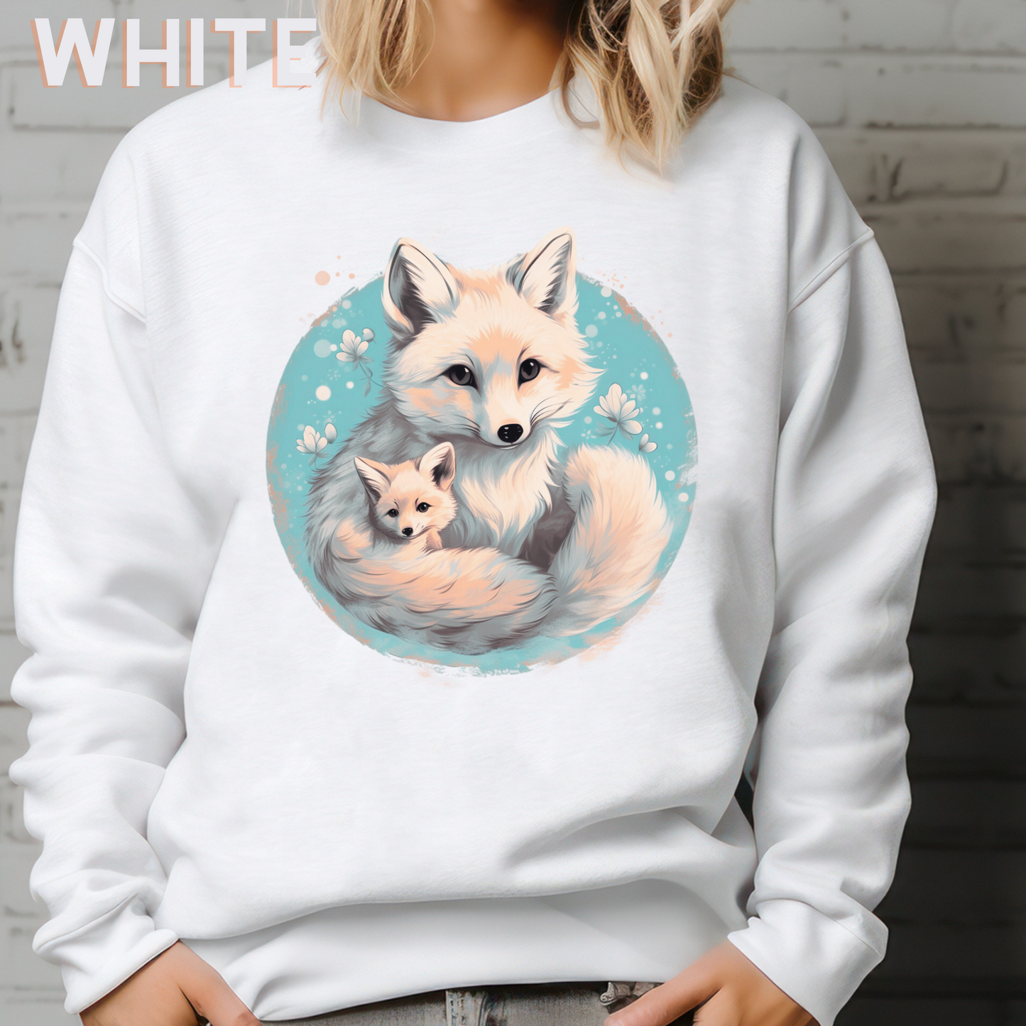 Vintage Forest Witch Aesthetic Sweatshirt - Cozy Fox Cottagecore Sweater with Mommy and Baby Fox Design Sweatshirt   